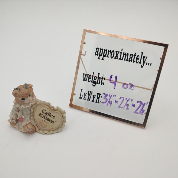 Calico Kittens Cat Figurine Ruffled Heart Plaque 1992 Enesco Orange Tabby Feline - Picture 9 of 9